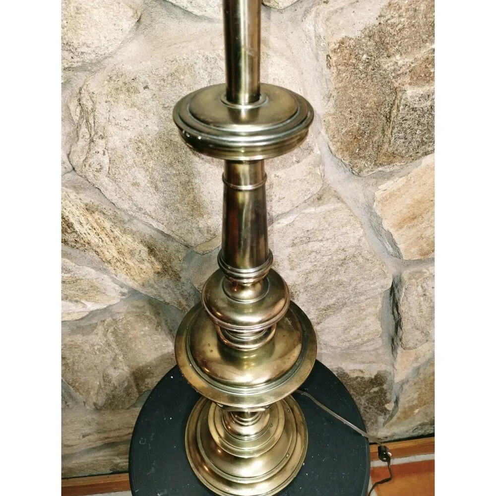 Vintage Stiffel Heavy Brass Table Lamp MCM Hollywood Regency 26.5